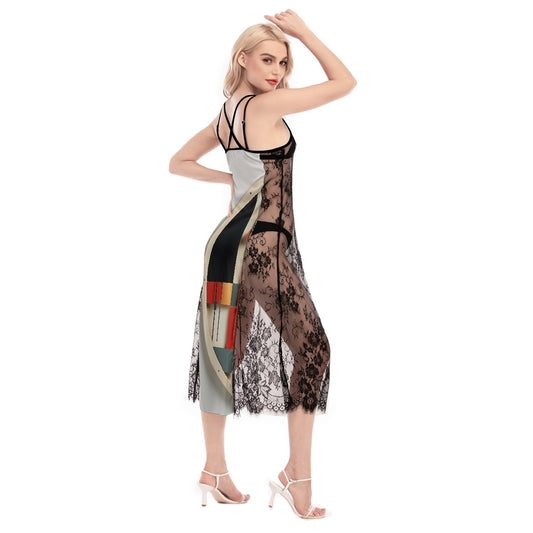 All-Over Print Women's Lace Cami Cross Back Dress