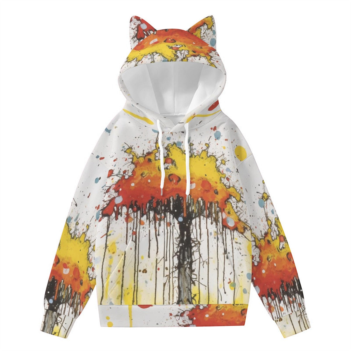 All-Over Print Women’s Hoodie With Decorative Ears