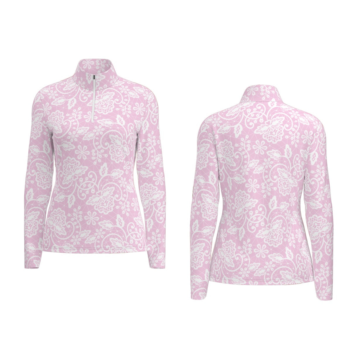 All-Over Print Women's Sports Collar Jersey With Long Sleeve