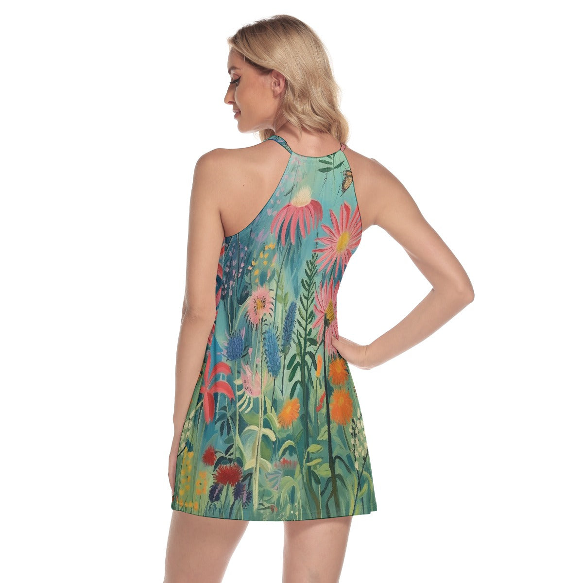 All-Over Print Women's Round Neck Above Knee Dress