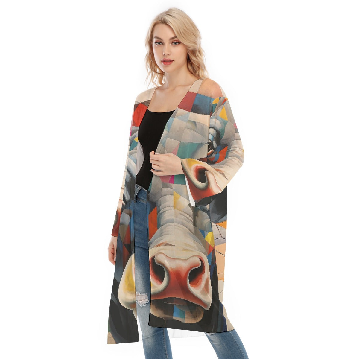 All- Over Print Women's Long Sleeve Mesh Cardigan