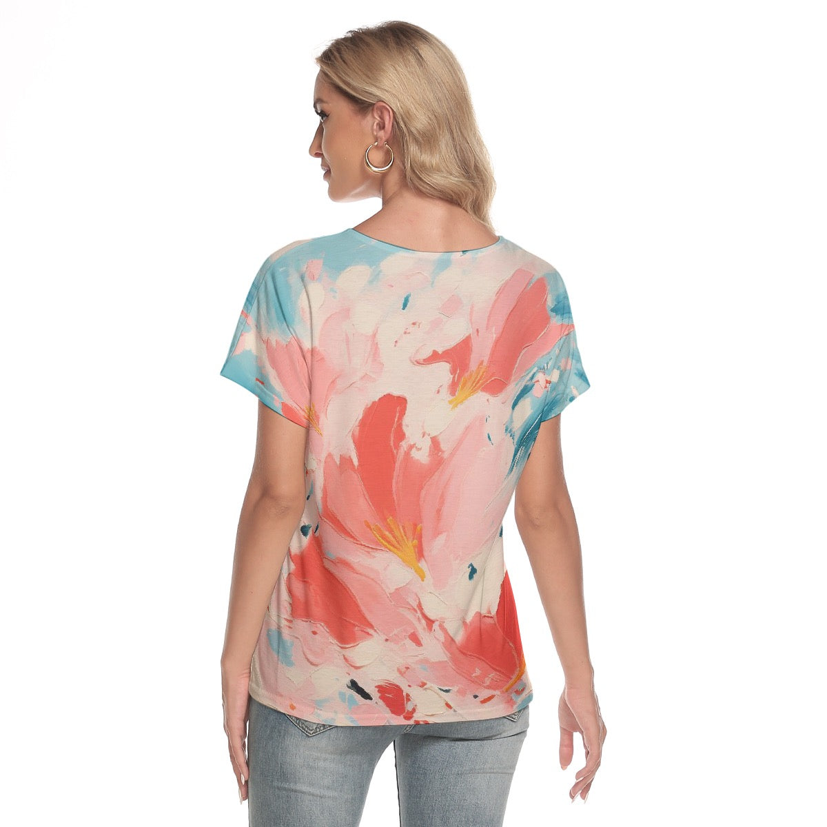 All-Over Print Women's Loose V-neck Short Sleeve T-shirt