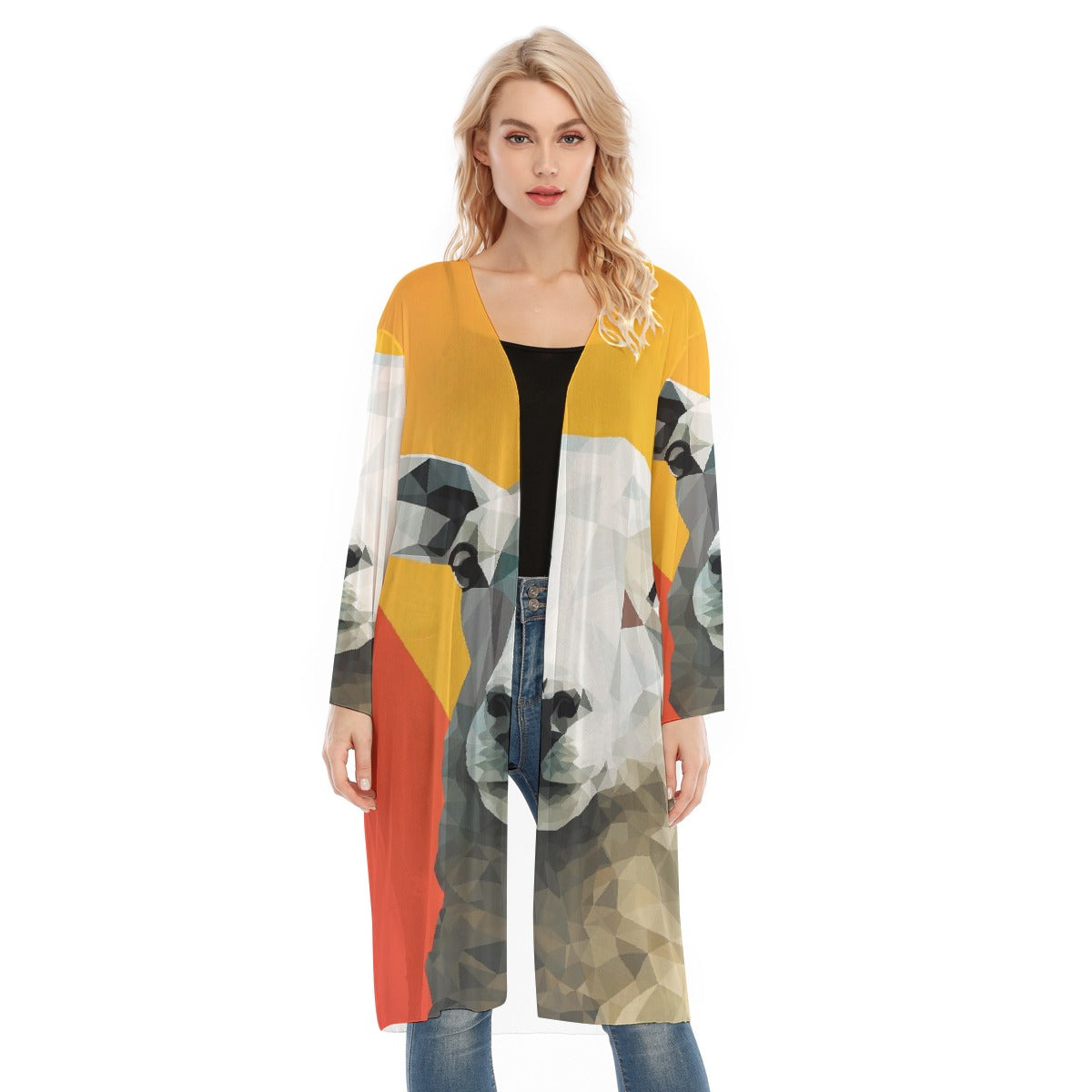 All- Over Print Women's Long Sleeve Mesh Cardigan