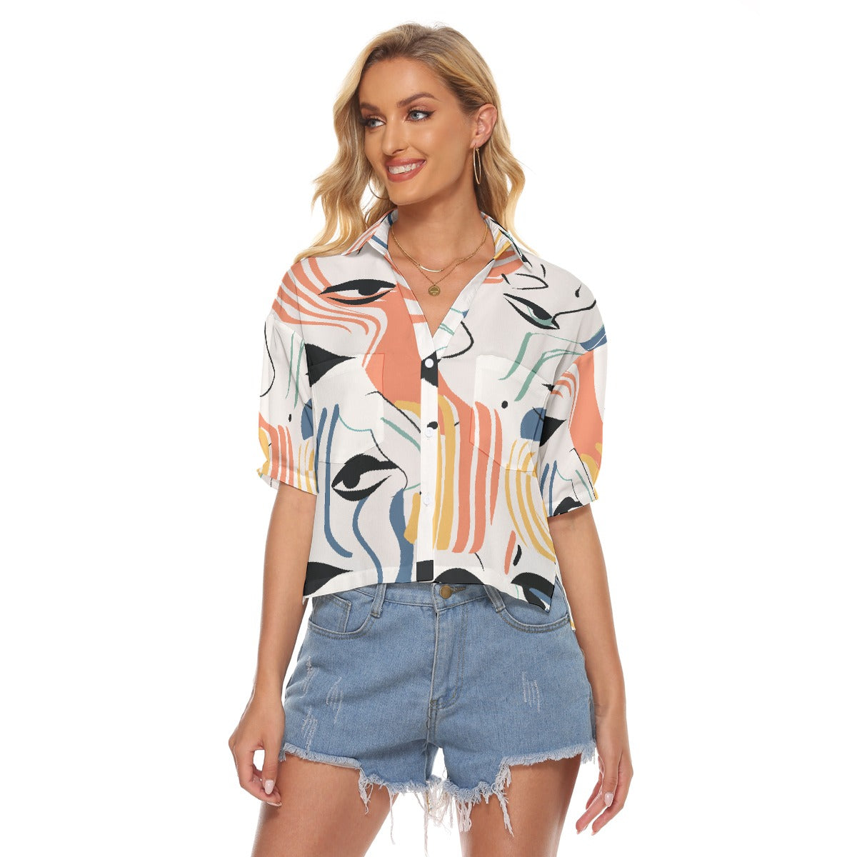 All-Over Print Women's V-neck Shirts