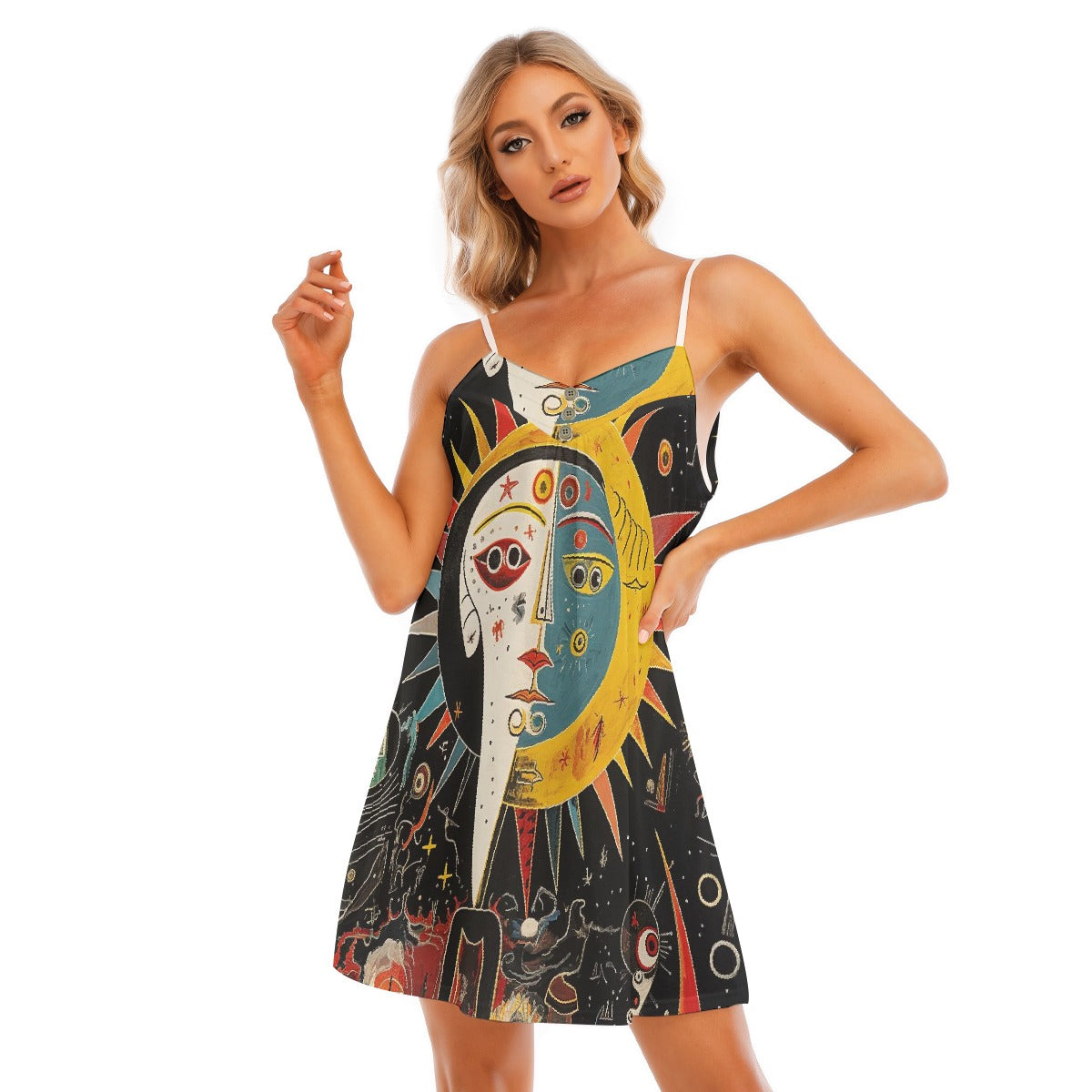 All-Over Print Women's V-neck Cami Dress