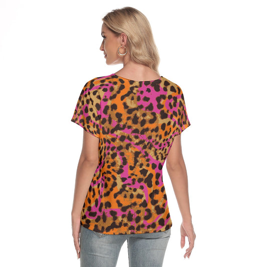 All-Over Print Women's Loose V-neck Short Sleeve T-shirt