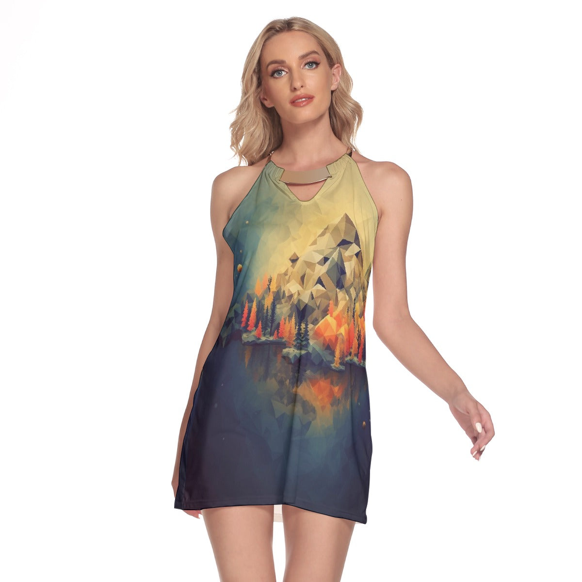 All-Over Print Women's Round Neck Above Knee Dress