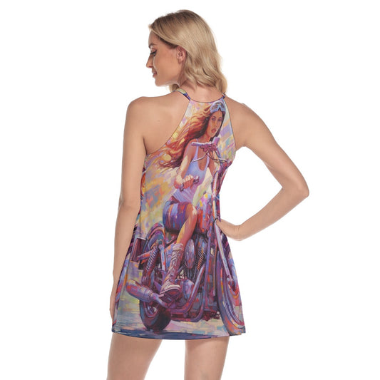 All-Over Print Women's Round Neck Above Knee Dress