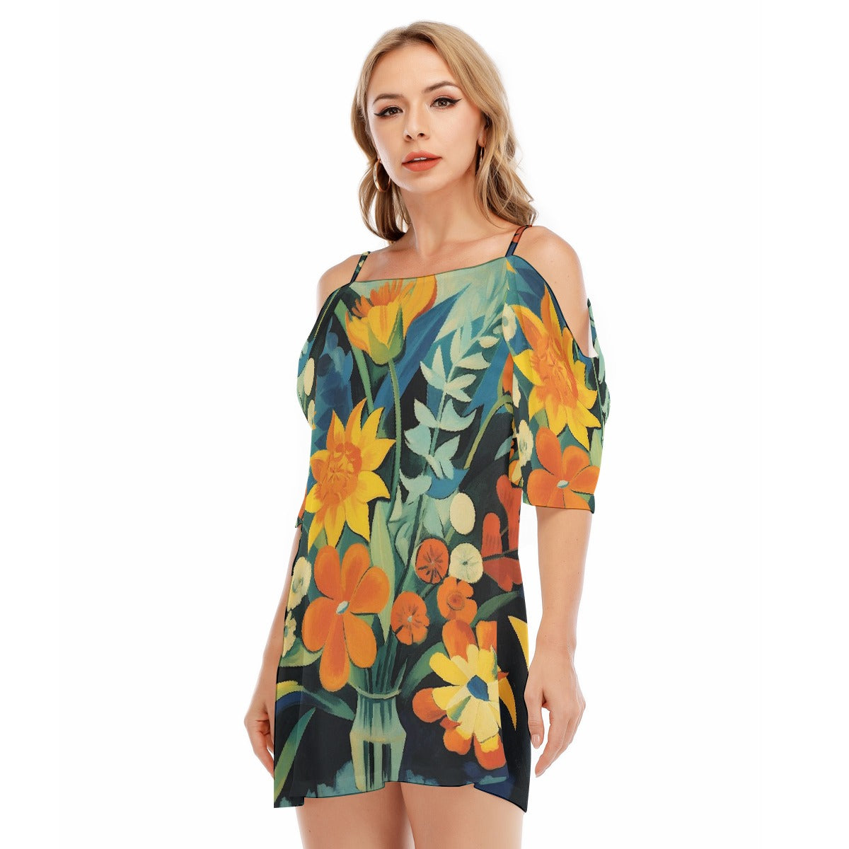 All-Over Print Women's Off-shoulder Cami Dress