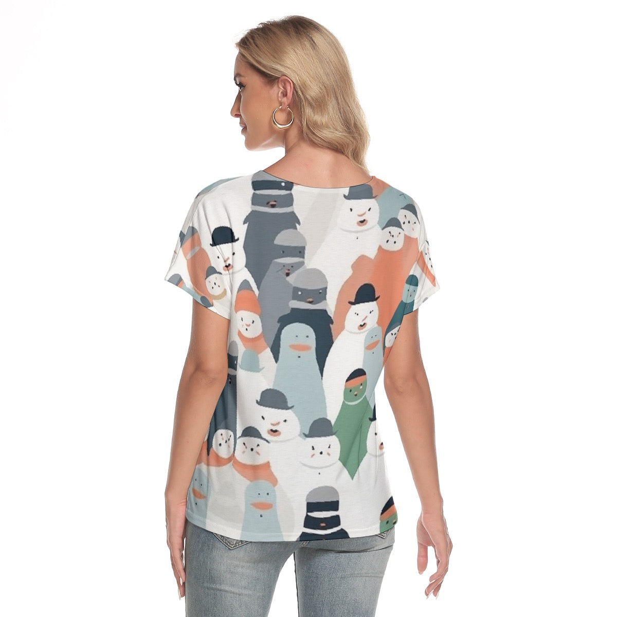 All-Over Print Women's Loose V-neck Short Sleeve T-shirt