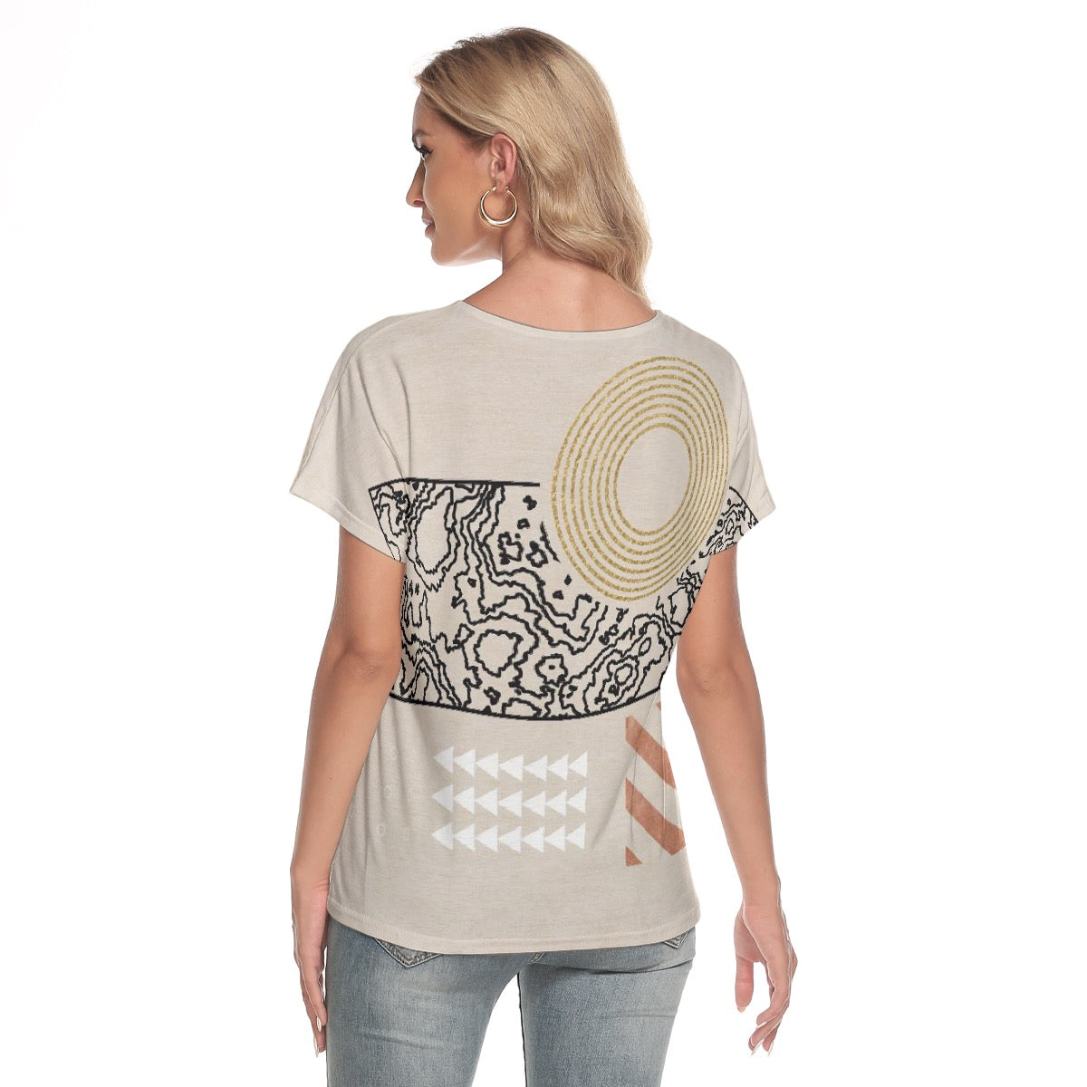 All-Over Print Women's Loose V-neck Short Sleeve T-shirt