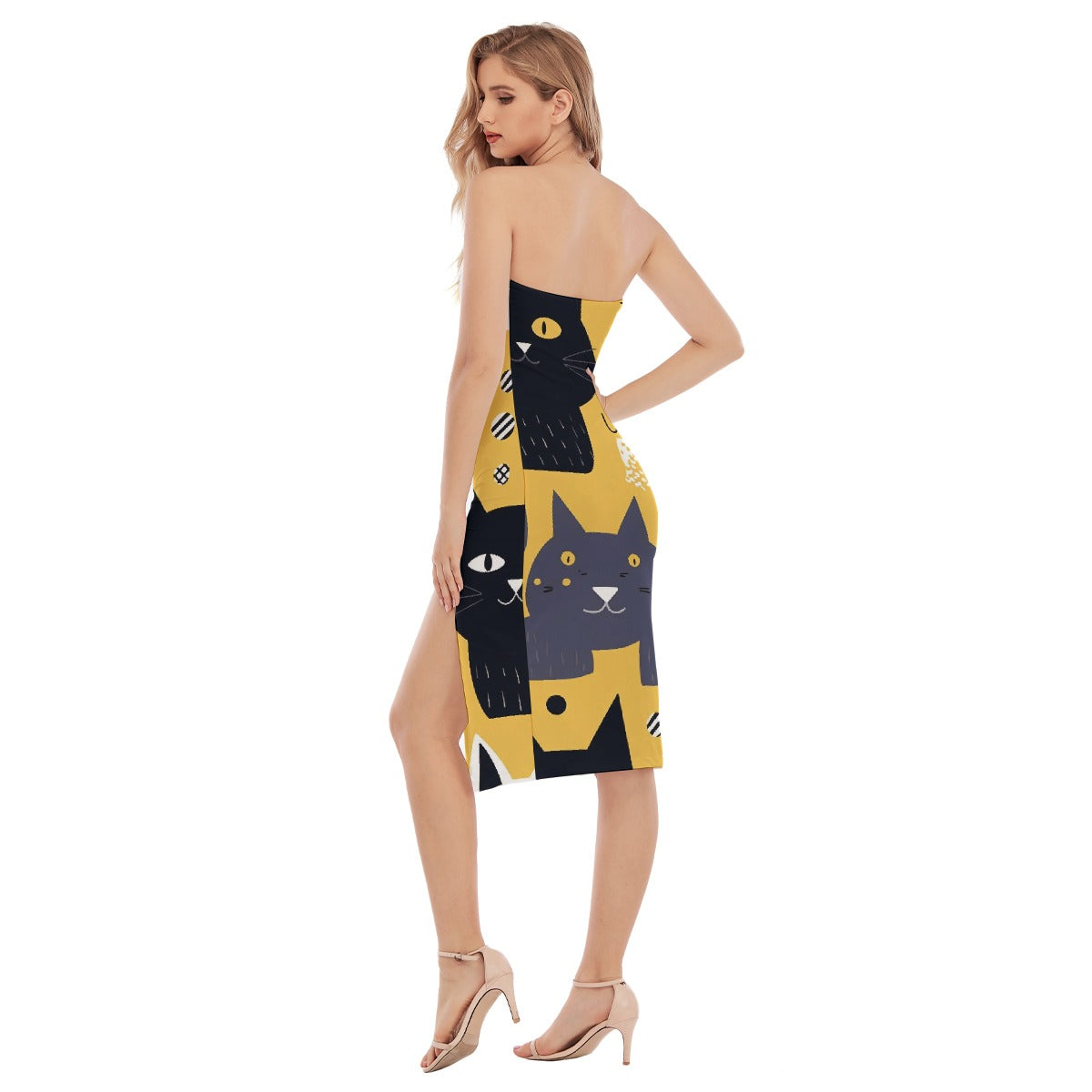 All-Over Print Women's Side Split Tube Top Dress