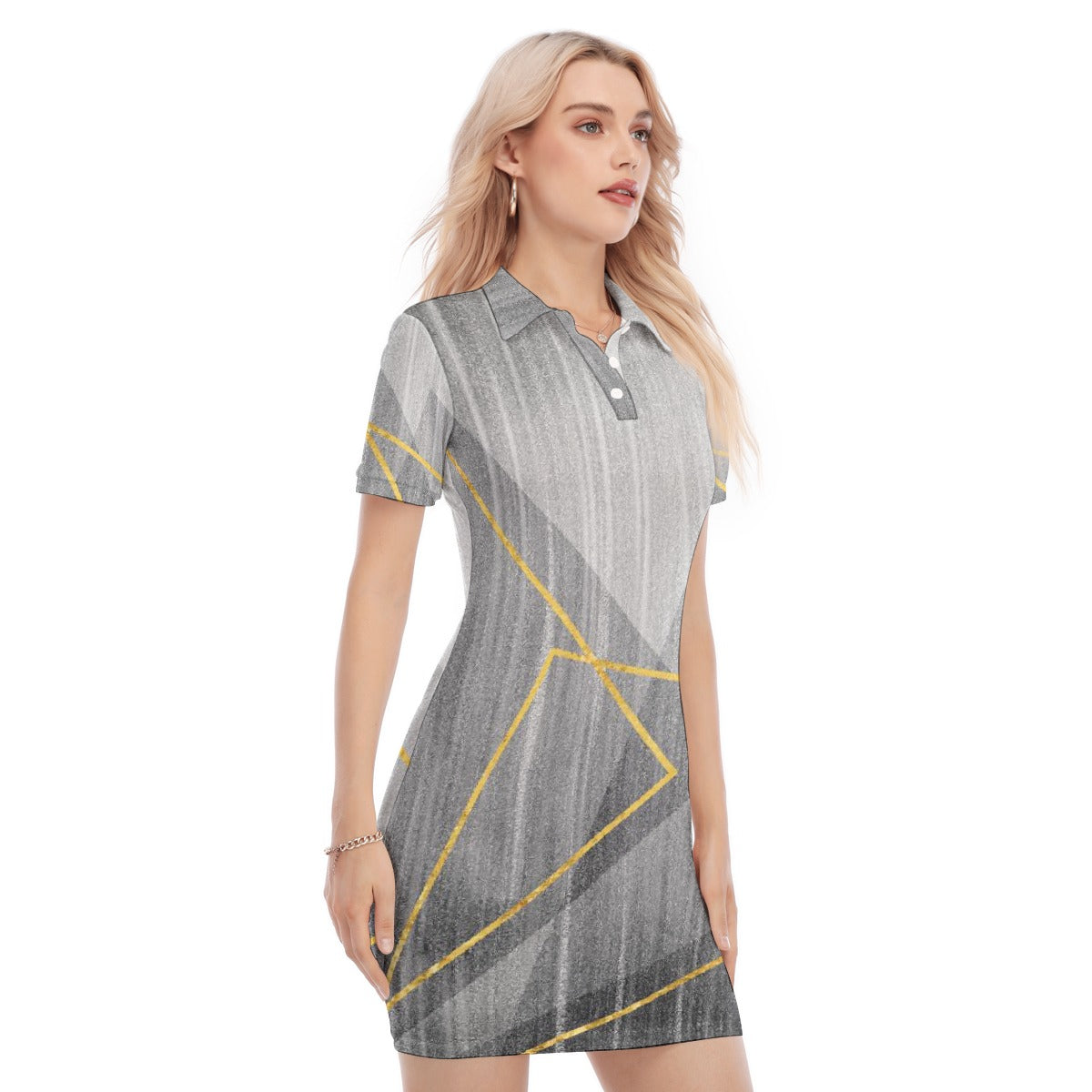 All-Over Print Women's Polo Collar Dress