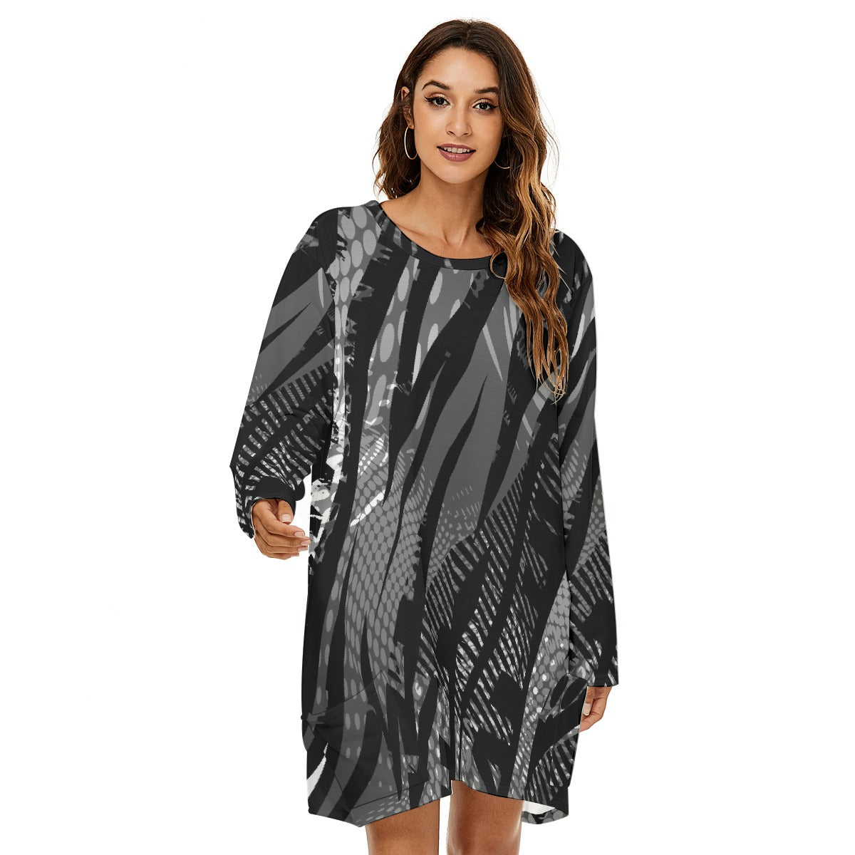 All-Over Print  Women's Loose Crew Neck Dress