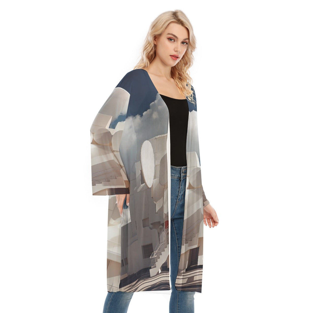 All- Over Print Women's Long Sleeve Mesh Cardigan