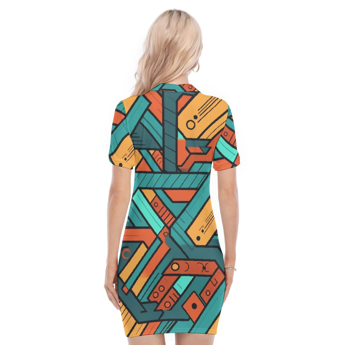 All-Over Print Women's Polo Collar Dress