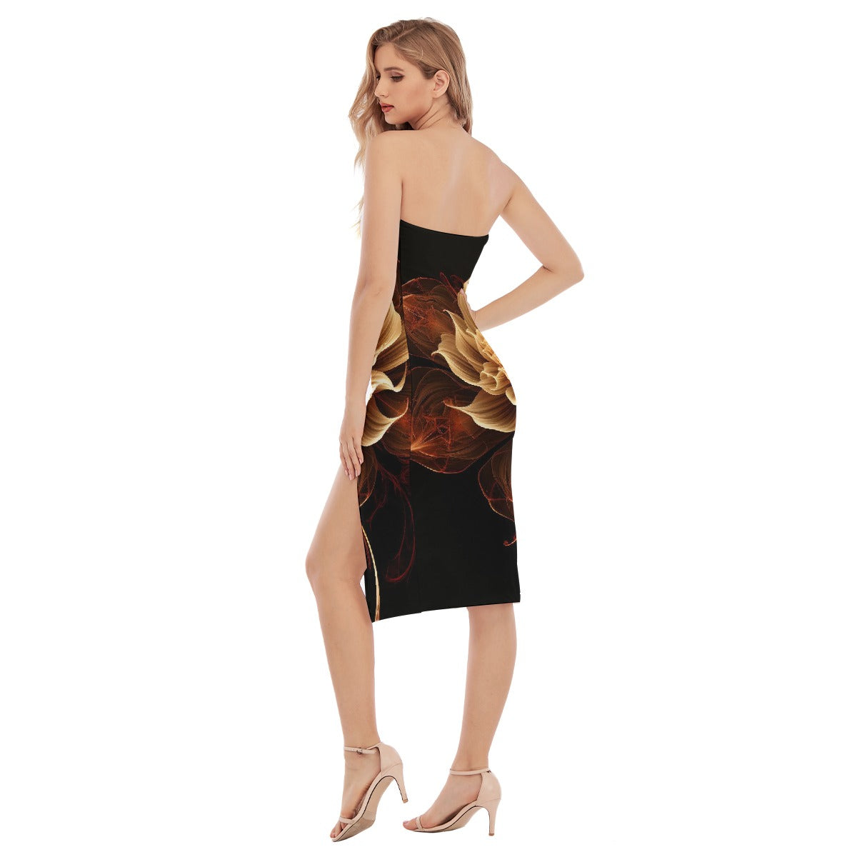 All-Over Print Women's Side Split Tube Top Dress