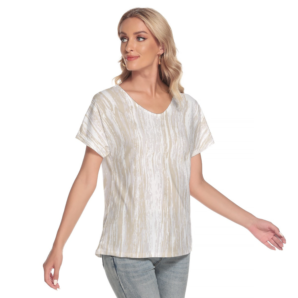 All-Over Print Women's Loose V-neck Short Sleeve T-shirt