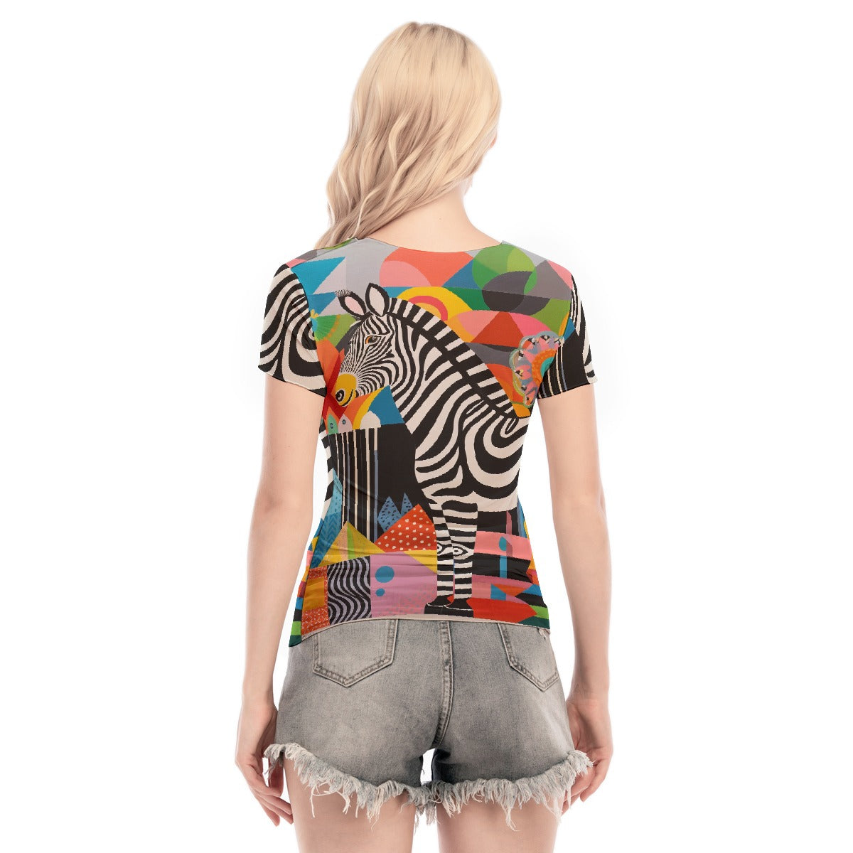 All-Over Print Women's Short Sleeve Mesh Blouse