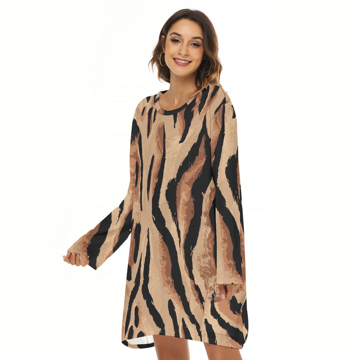 All-Over Print  Women's Loose Crew Neck Dress