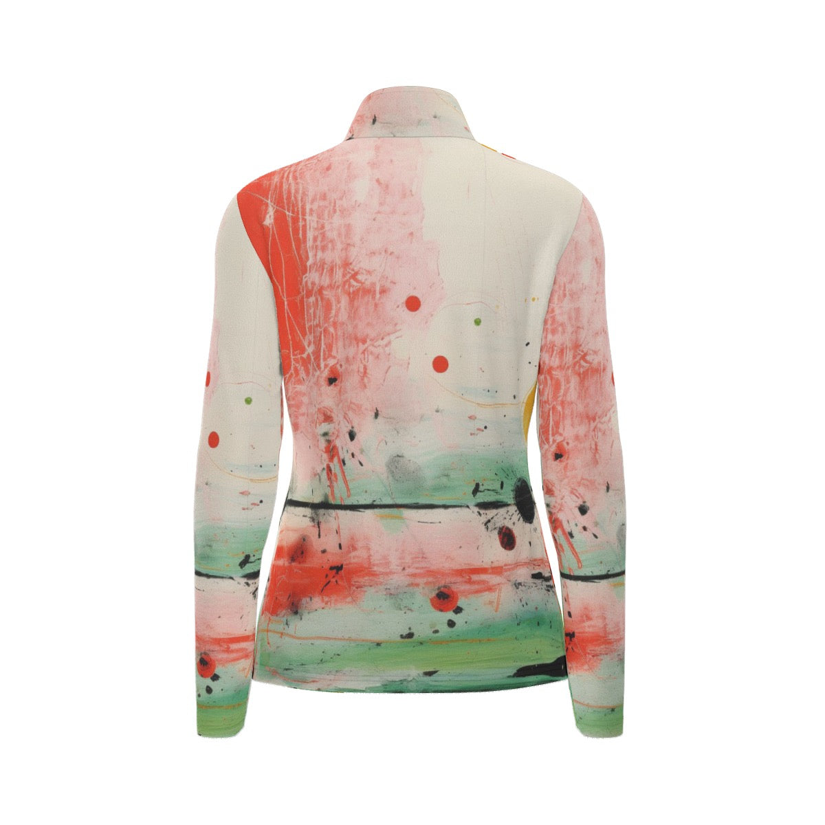 All-Over Print Women's Sports Collar Jersey With Long Sleeve