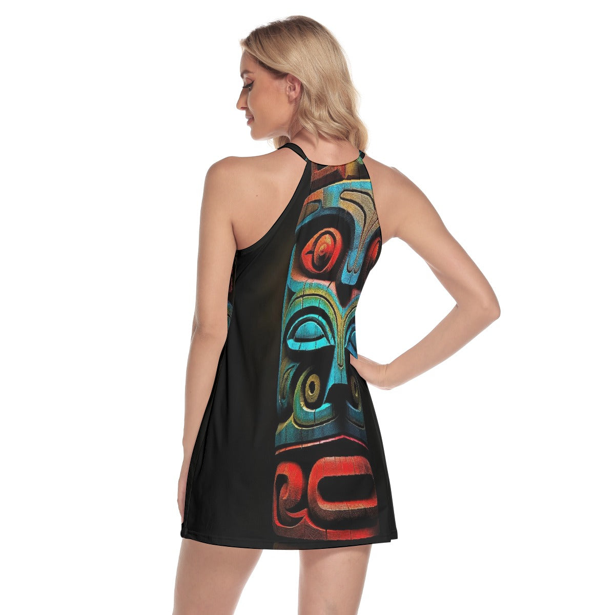 All-Over Print Women's Round Neck Above Knee Dress