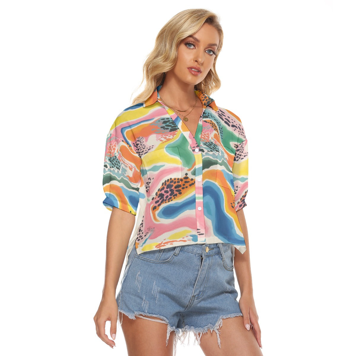 All-Over Print Women's V-neck Shirts