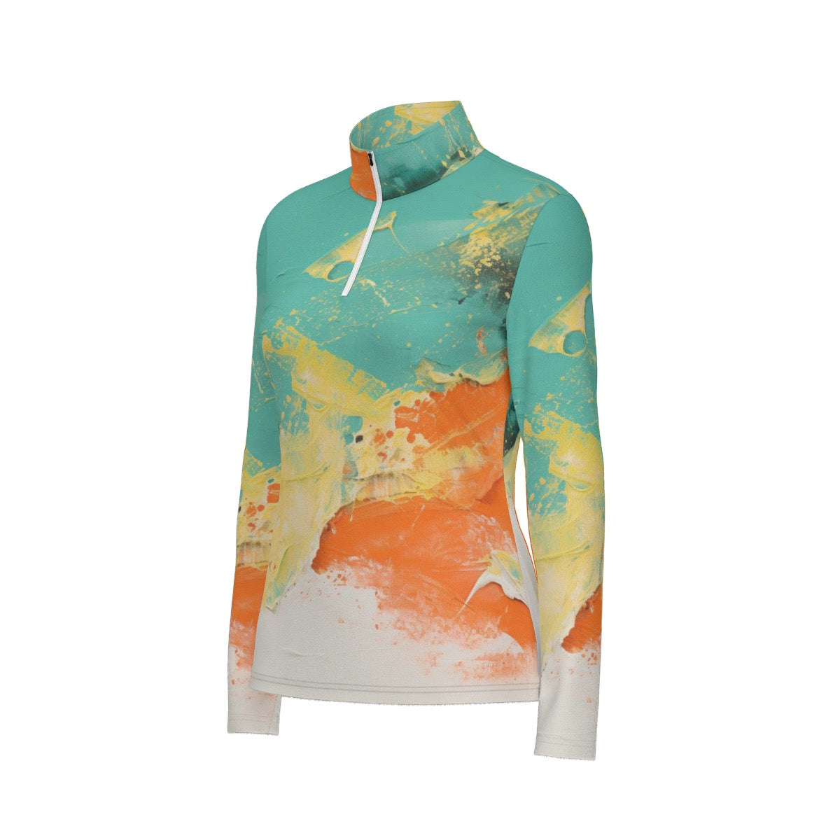 All-Over Print Women's Sports Collar Jersey With Long Sleeve