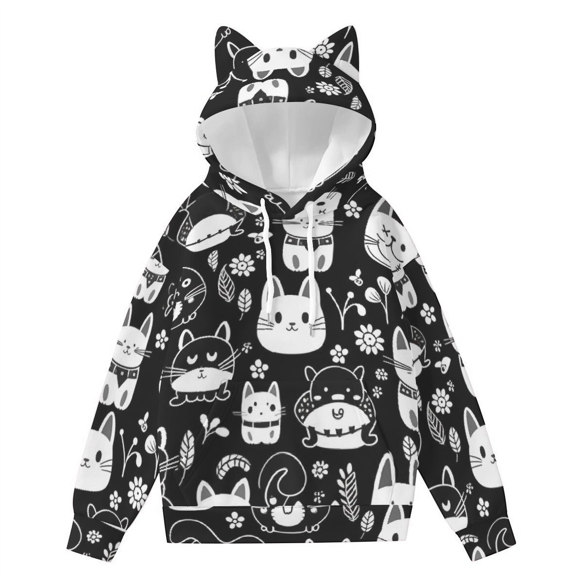 All-Over Print Women’s Hoodie With Decorative Ears