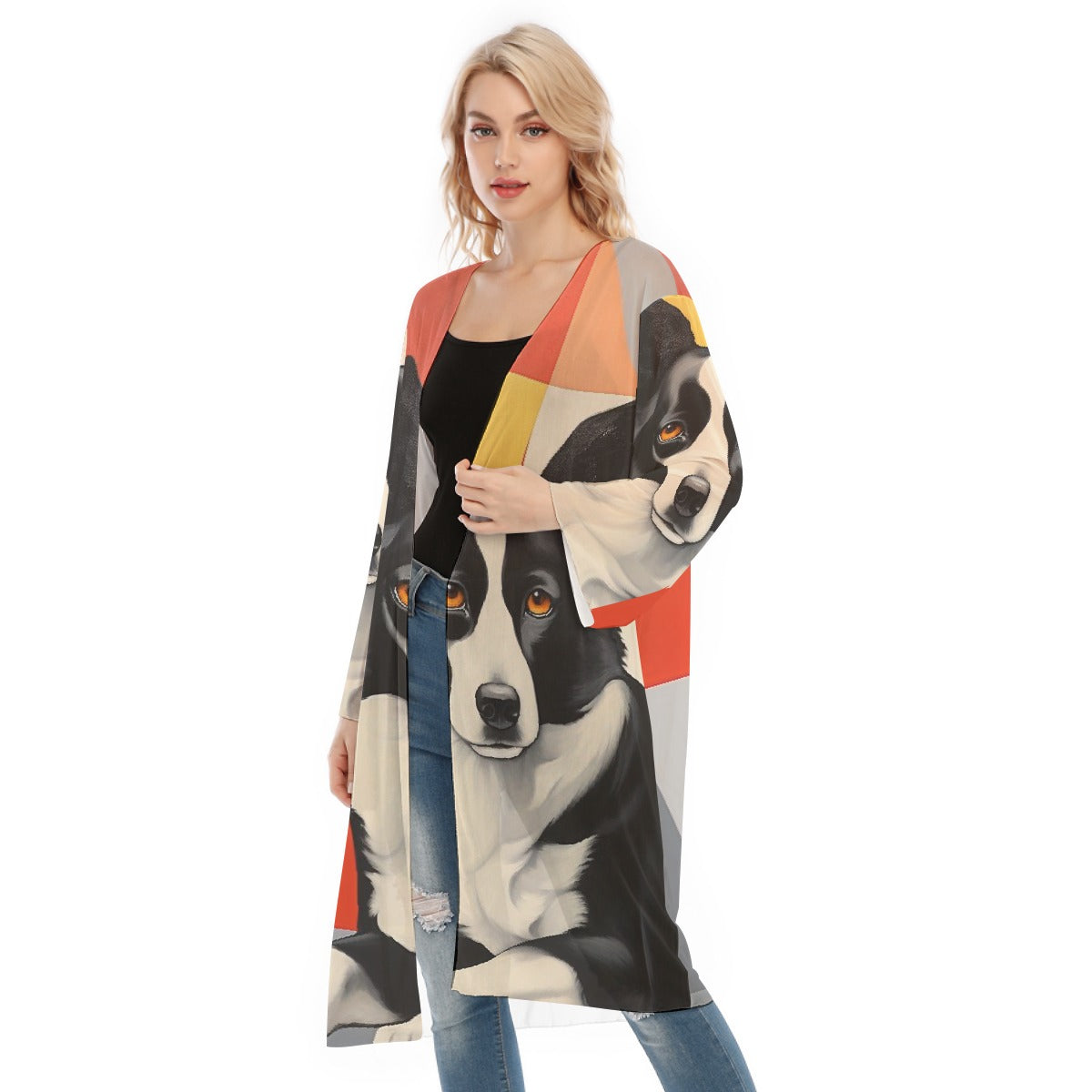 All- Over Print Women's Long Sleeve Mesh Cardigan