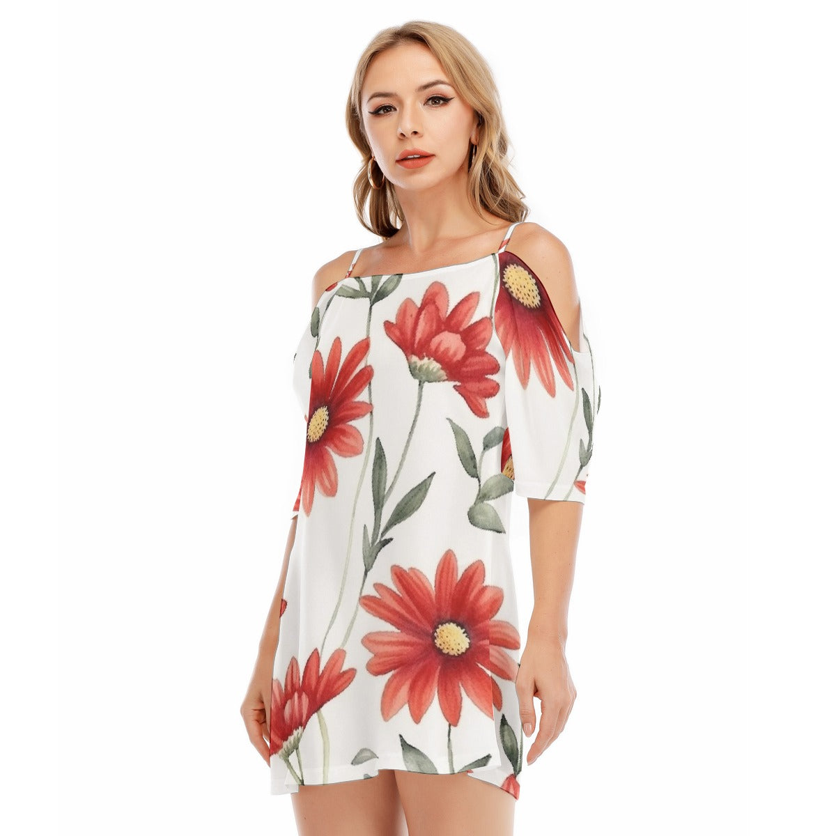 All-Over Print Women's Off-shoulder Cami Dress