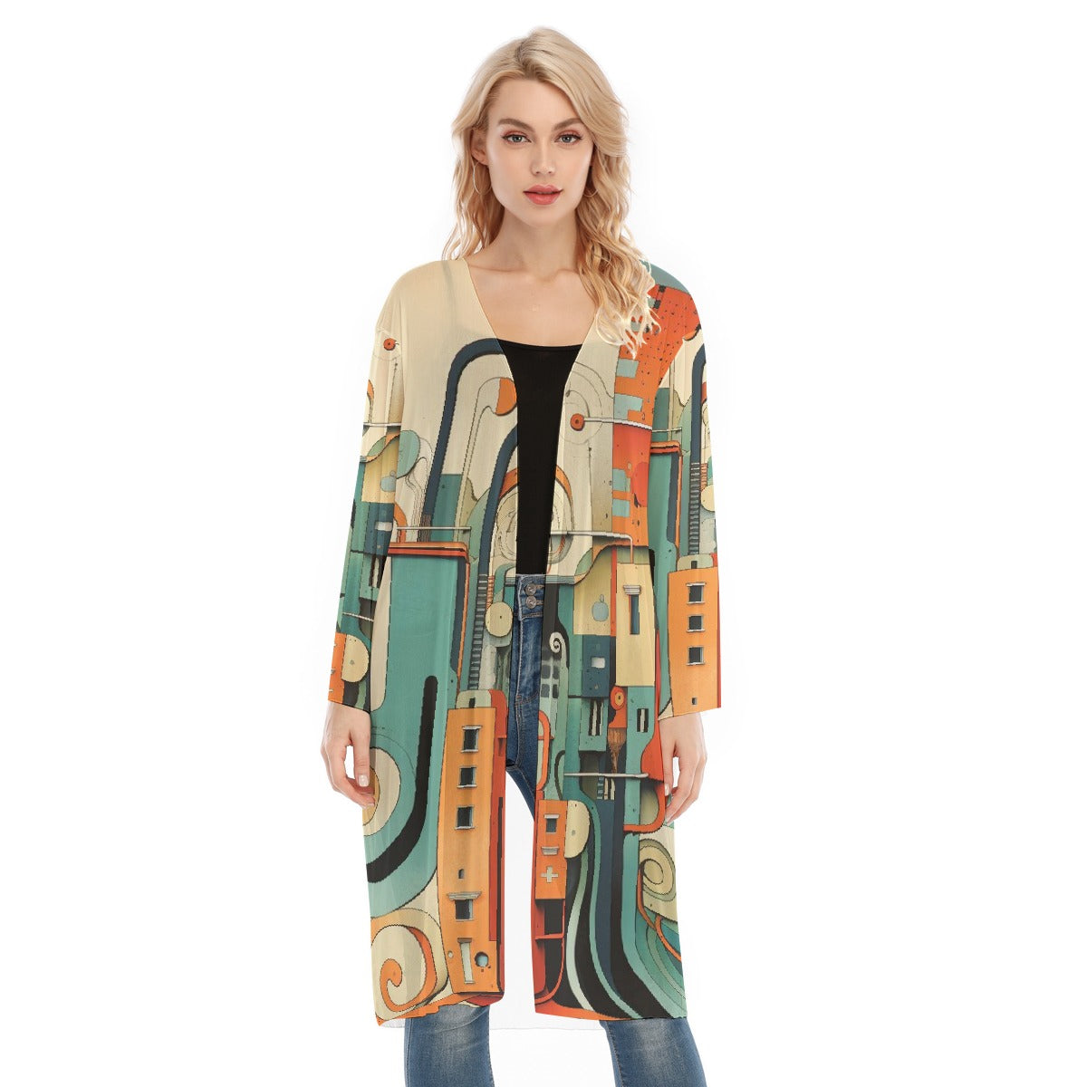 All- Over Print Women's Long Sleeve Mesh Cardigan