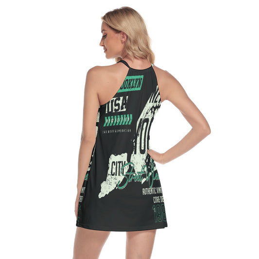 All-Over Print Women's Round Neck Above Knee Dress