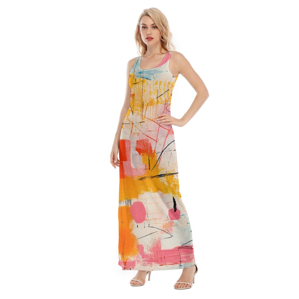 All-Over Print Women's Vest Dress | Length To Ankle