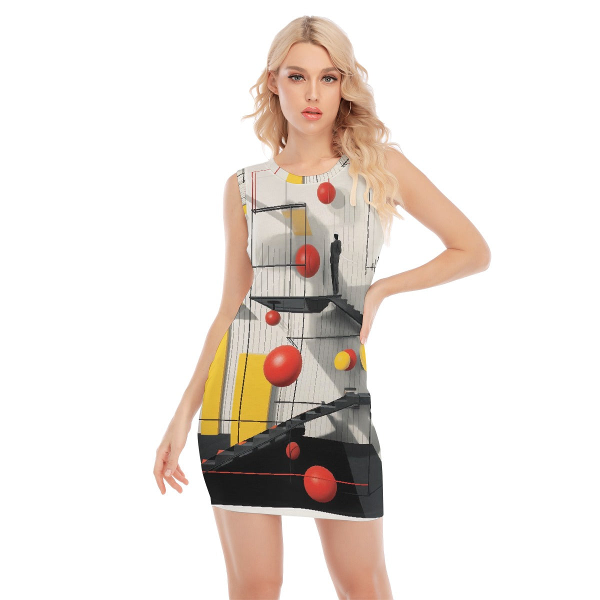 All-Over Print Women's O-neck Sleeveless Hip Skirt