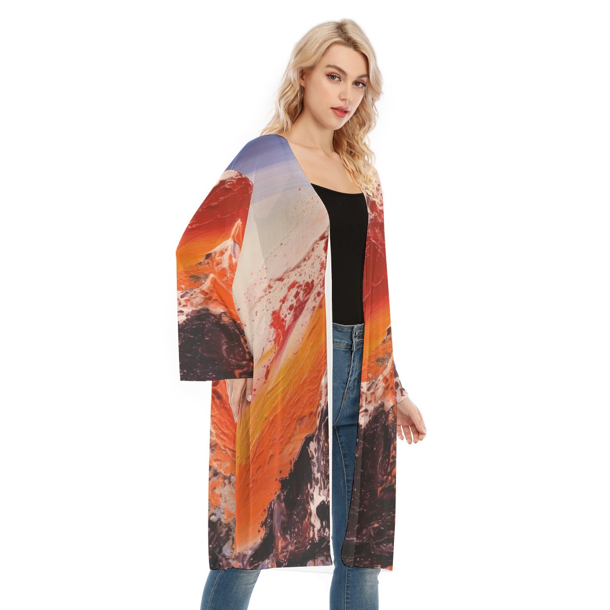 All- Over Print Women's Long Sleeve Mesh Cardigan