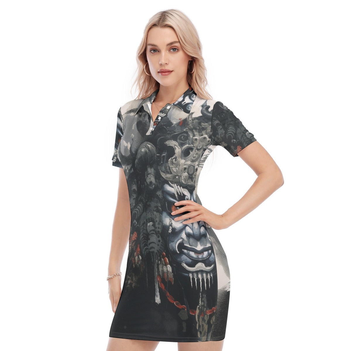 All-Over Print Women's Polo Collar Dress