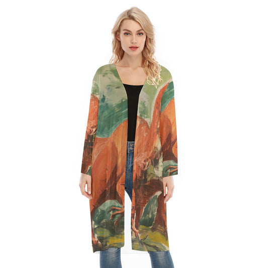 All- Over Print Women's Long Sleeve Mesh Cardigan