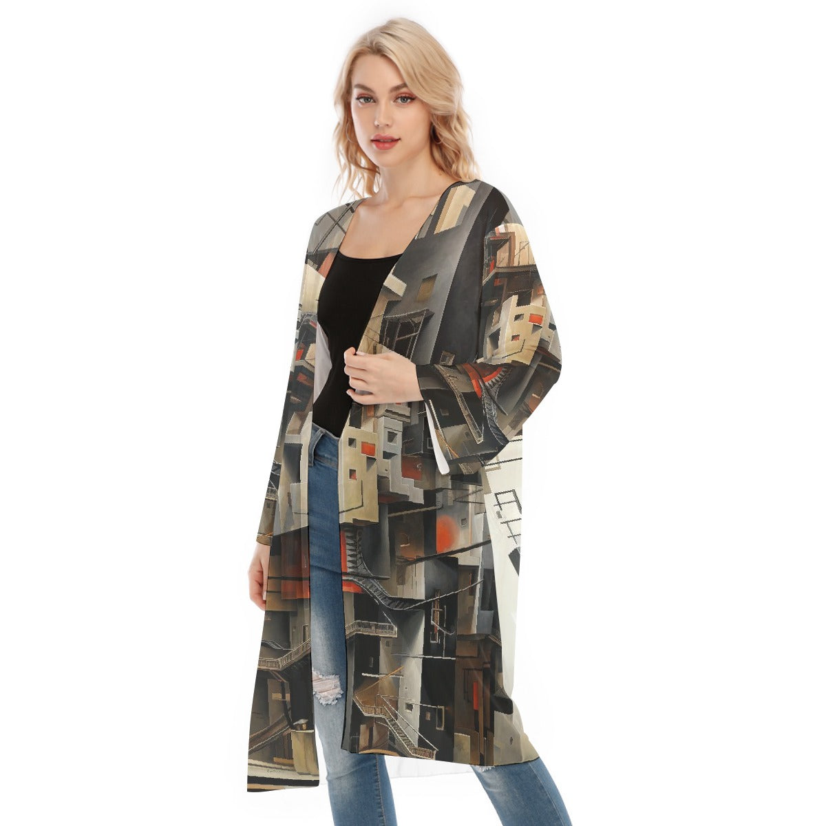 All- Over Print Women's Long Sleeve Mesh Cardigan