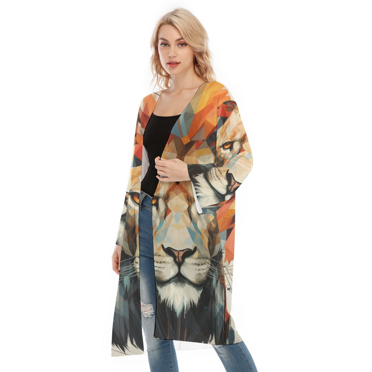 All- Over Print Women's Long Sleeve Mesh Cardigan