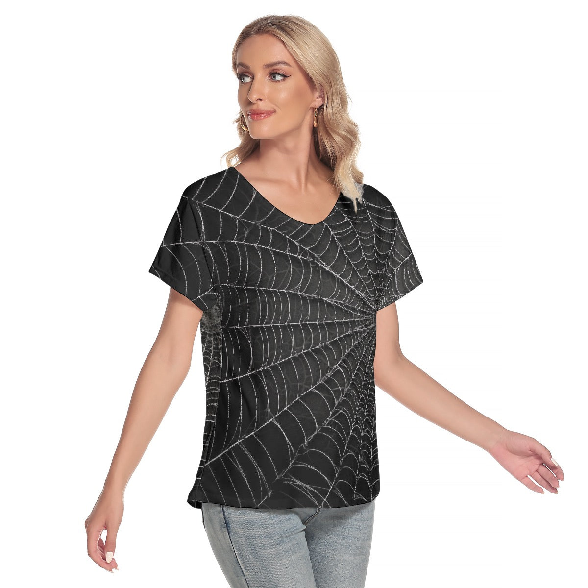 All-Over Print Women's Loose V-neck Short Sleeve T-shirt