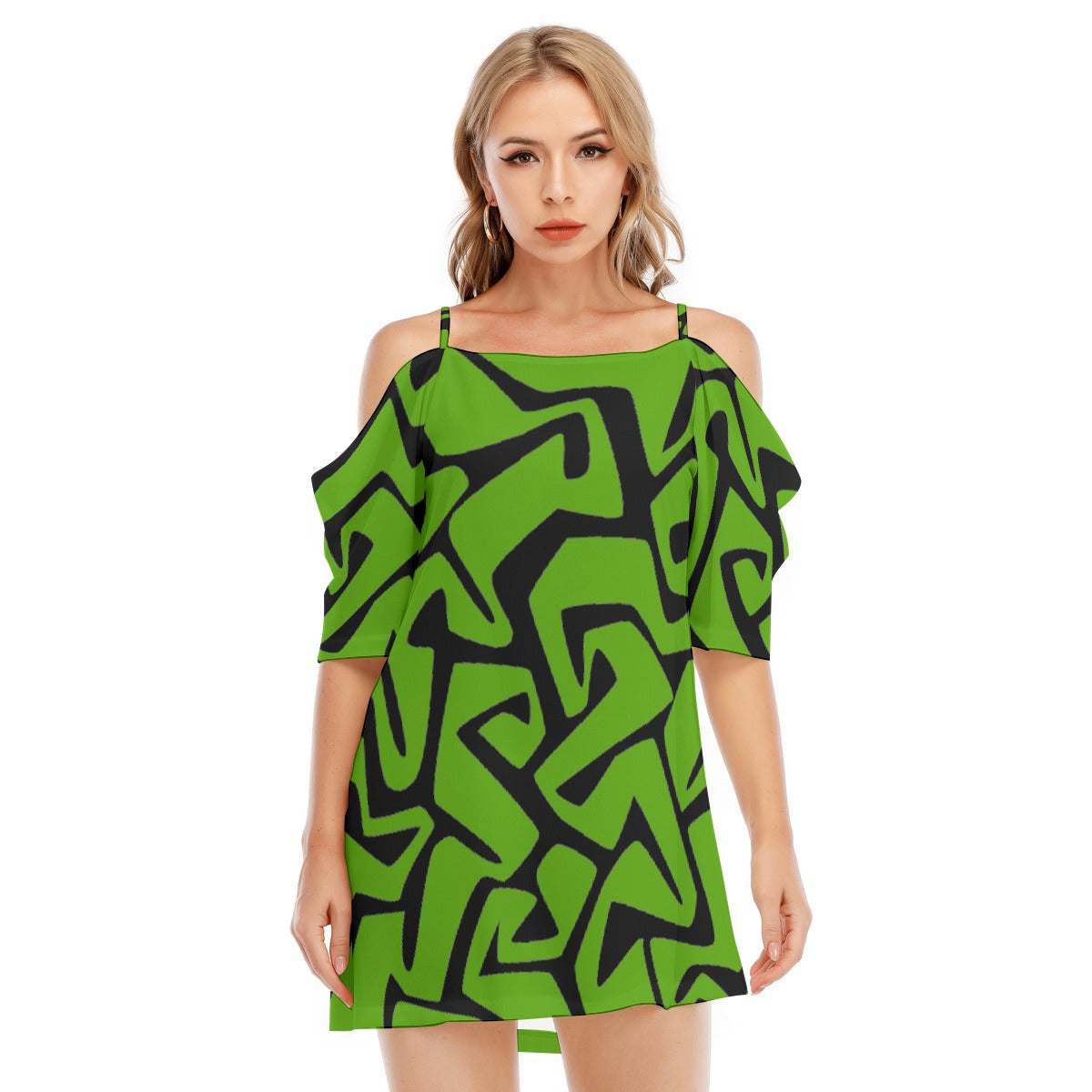 All-Over Print Women's Off-shoulder Cami Dress