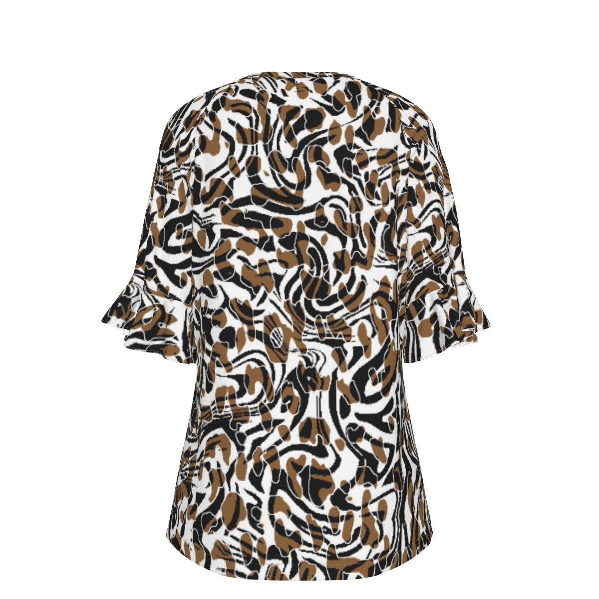 All-Over Print V-neck Women's T-shirt With Bell Sleeve