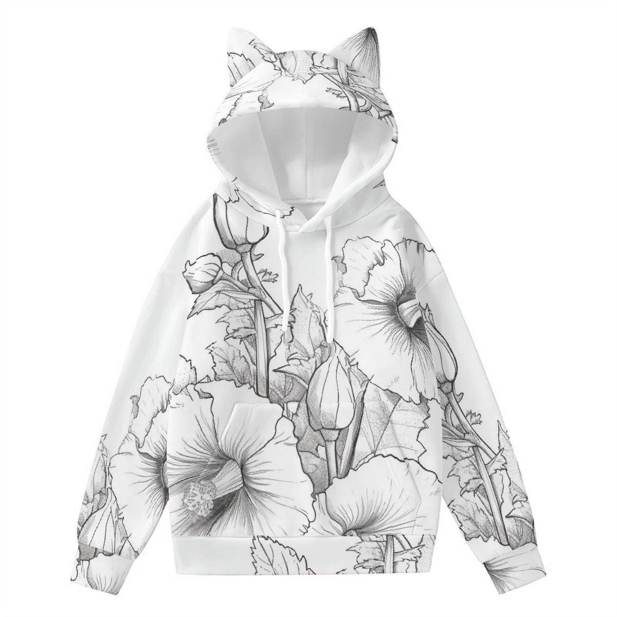 All-Over Print Women’s Hoodie With Decorative Ears