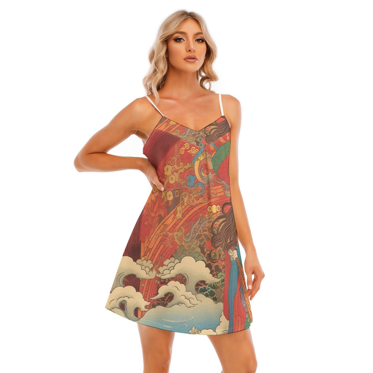 All-Over Print Women's V-neck Cami Dress