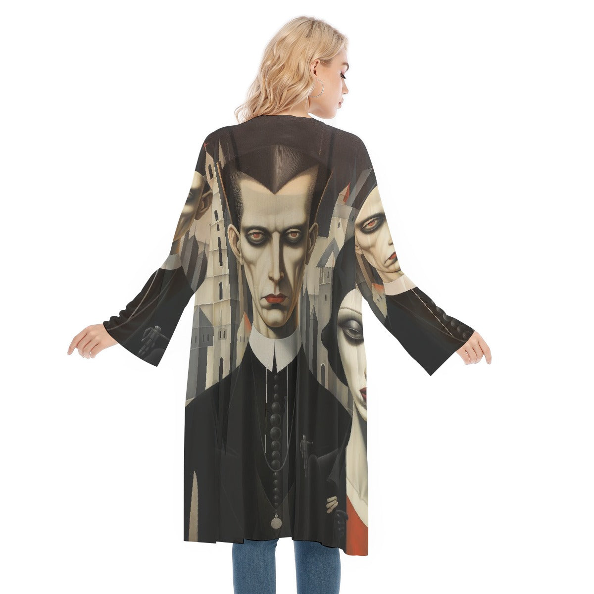 All- Over Print Women's Long Sleeve Mesh Cardigan