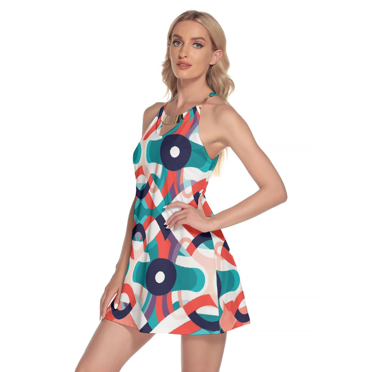 All-Over Print Women's Round Neck Above Knee Dress