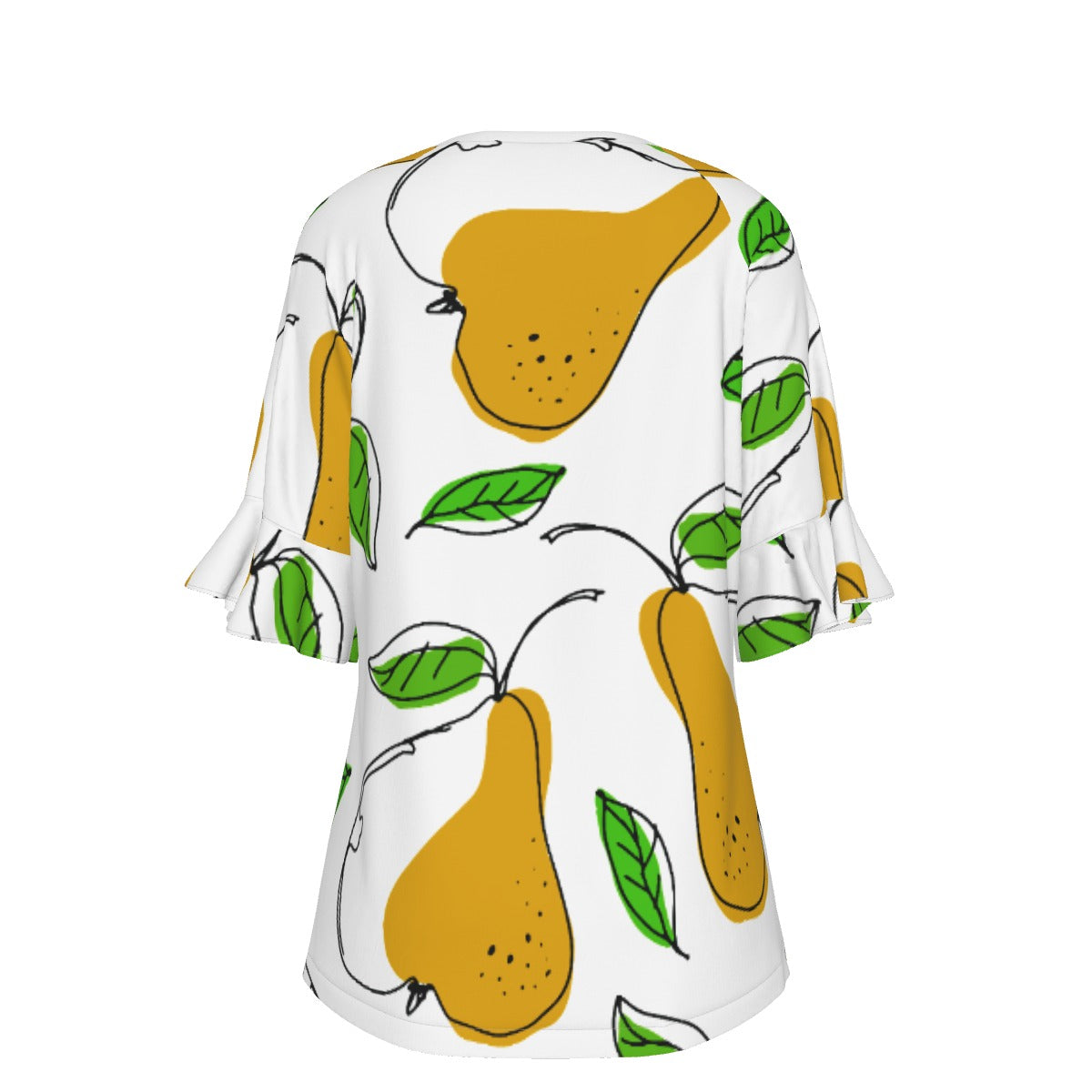 All-Over Print V-neck Women's T-shirt With Bell Sleeve