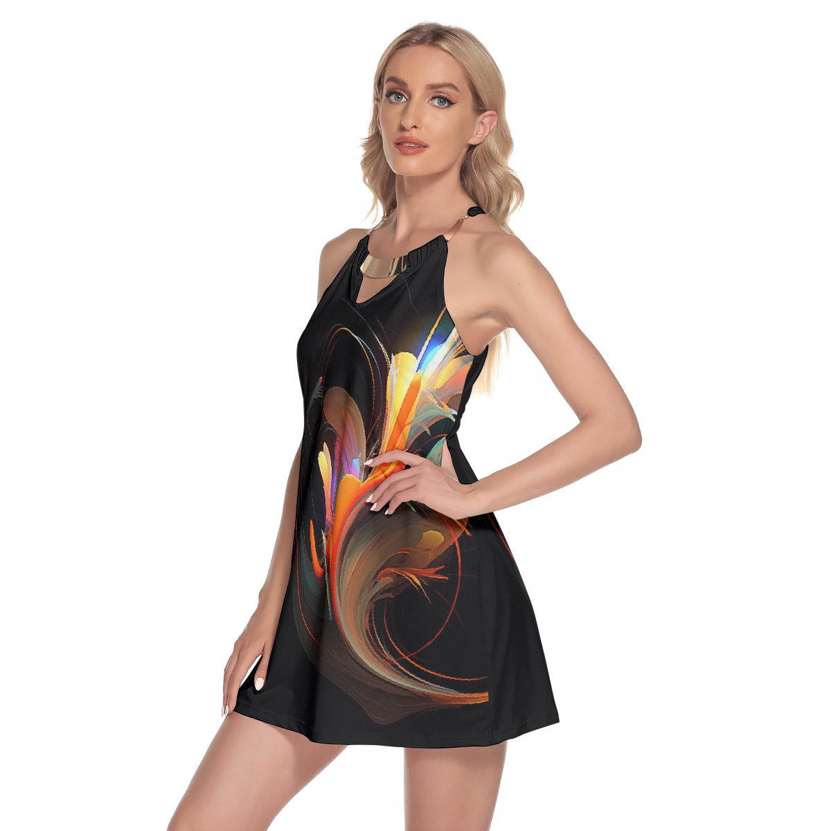 All-Over Print Women's Round Neck Above Knee Dress