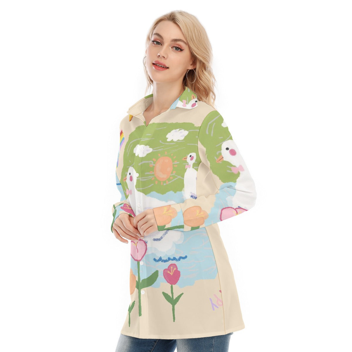 All-Over Print Women's Long Shirt